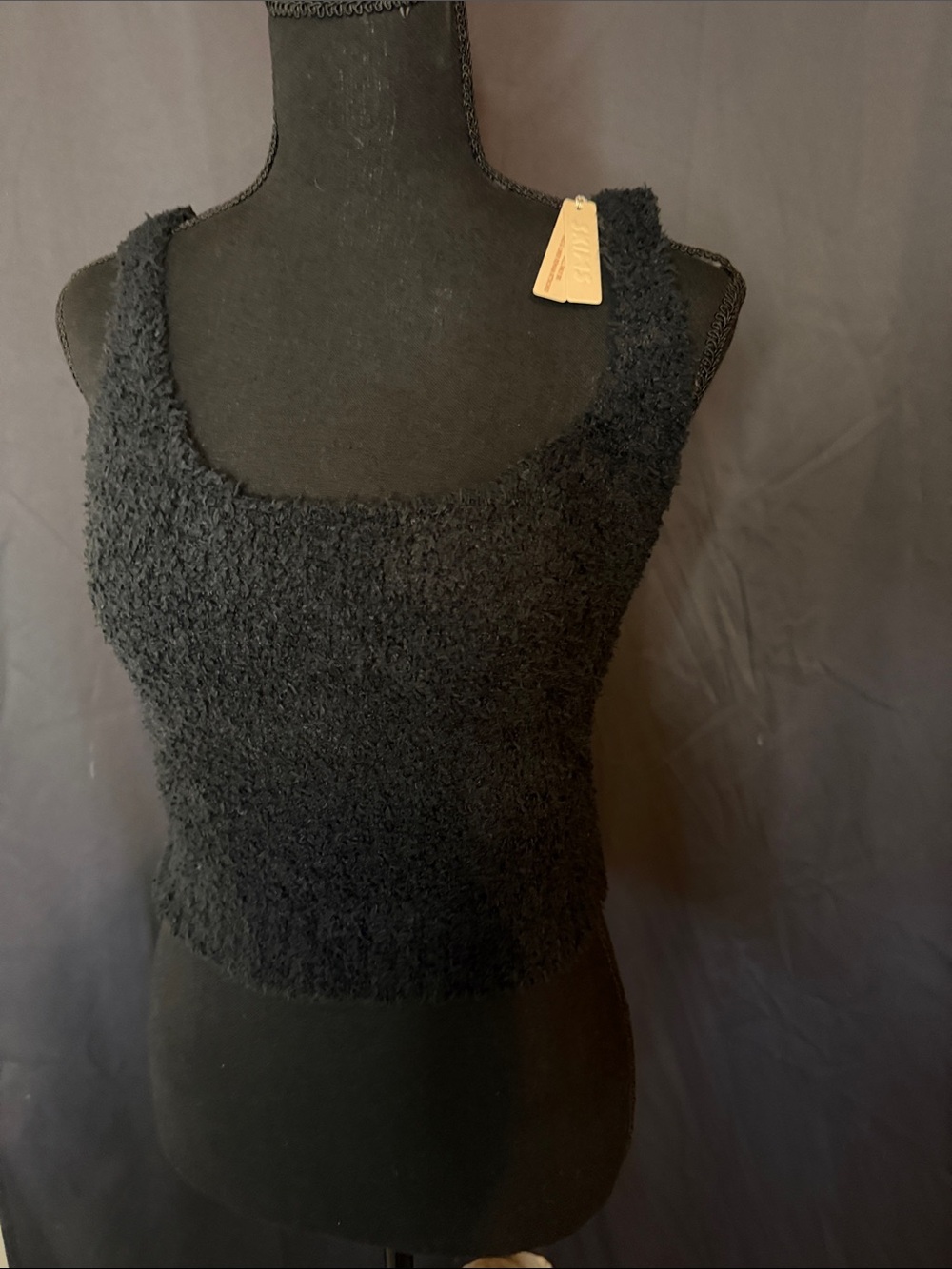 SKIMS Cozy Black Textured Tank Top
